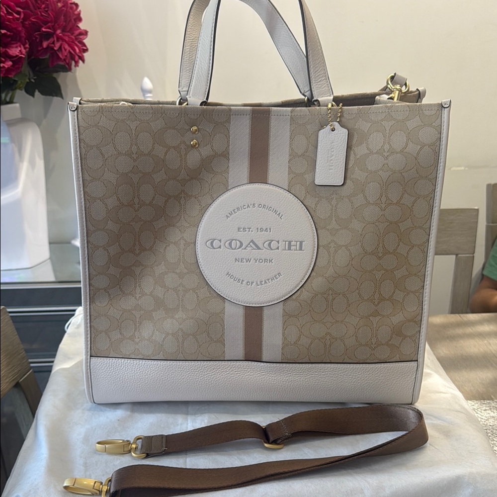 Coach Signature Beige and Cream Tote